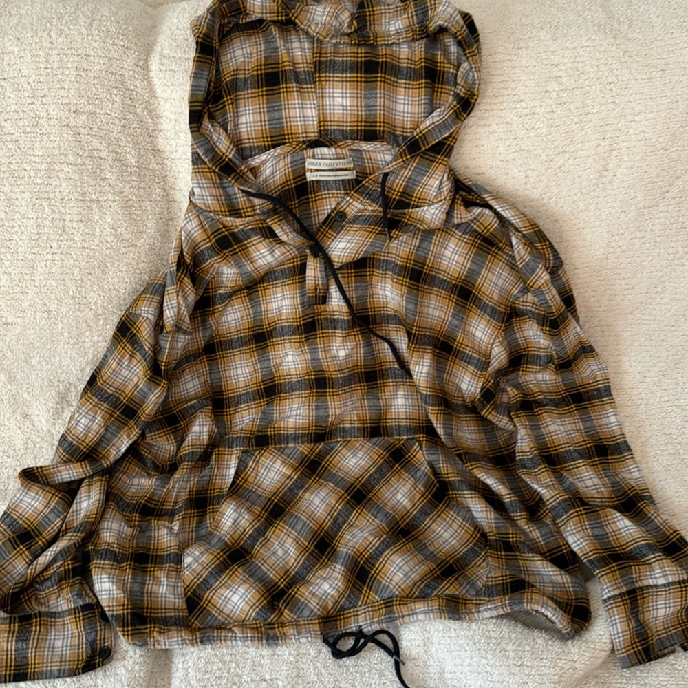Urban Outfitters Plaid Shirt with Hood and Pocket